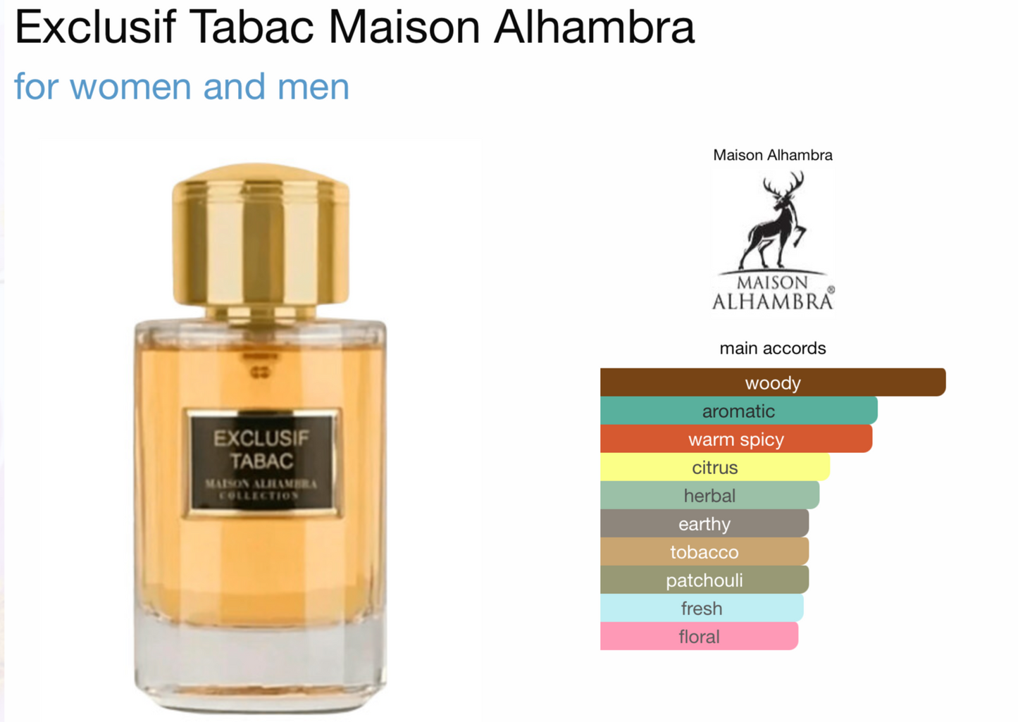 Maison Alhambra Exclusif Tabac Eau de Parfum (3.4oz)