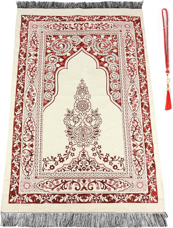Islamic Prayer Rug (w/ Prayer beads)