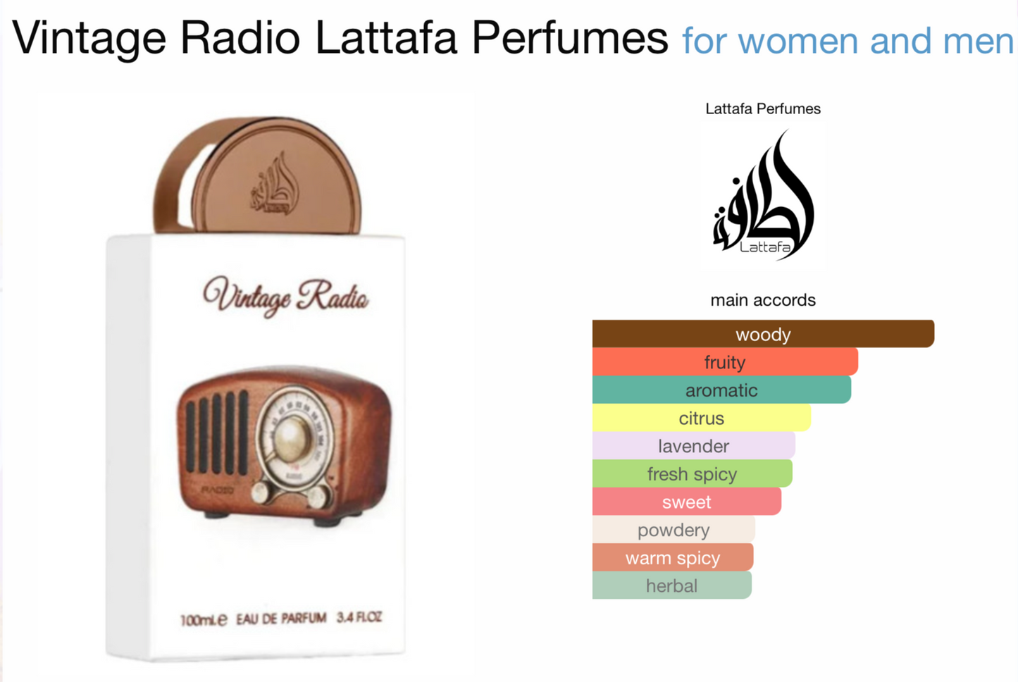 Lattafa Vintage Radio Eau de Parfum (3.4oz)