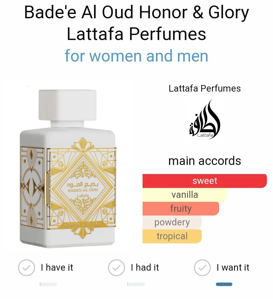 Lattafa Bade'e Al Oud Honor & Glory Eau de Parfum (3.4oz)